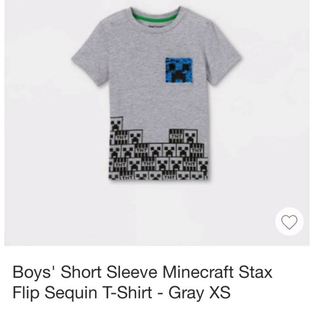 Boys' Minecraft Stax Flip Sequin T-Shirt- Gray